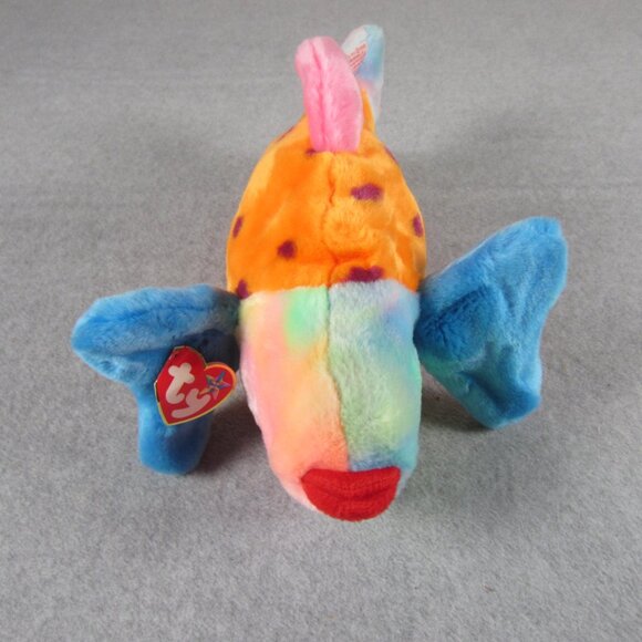 Beanie Babies TY Lips The Fish Rainbow Plush Toy - Picture 2 of 13